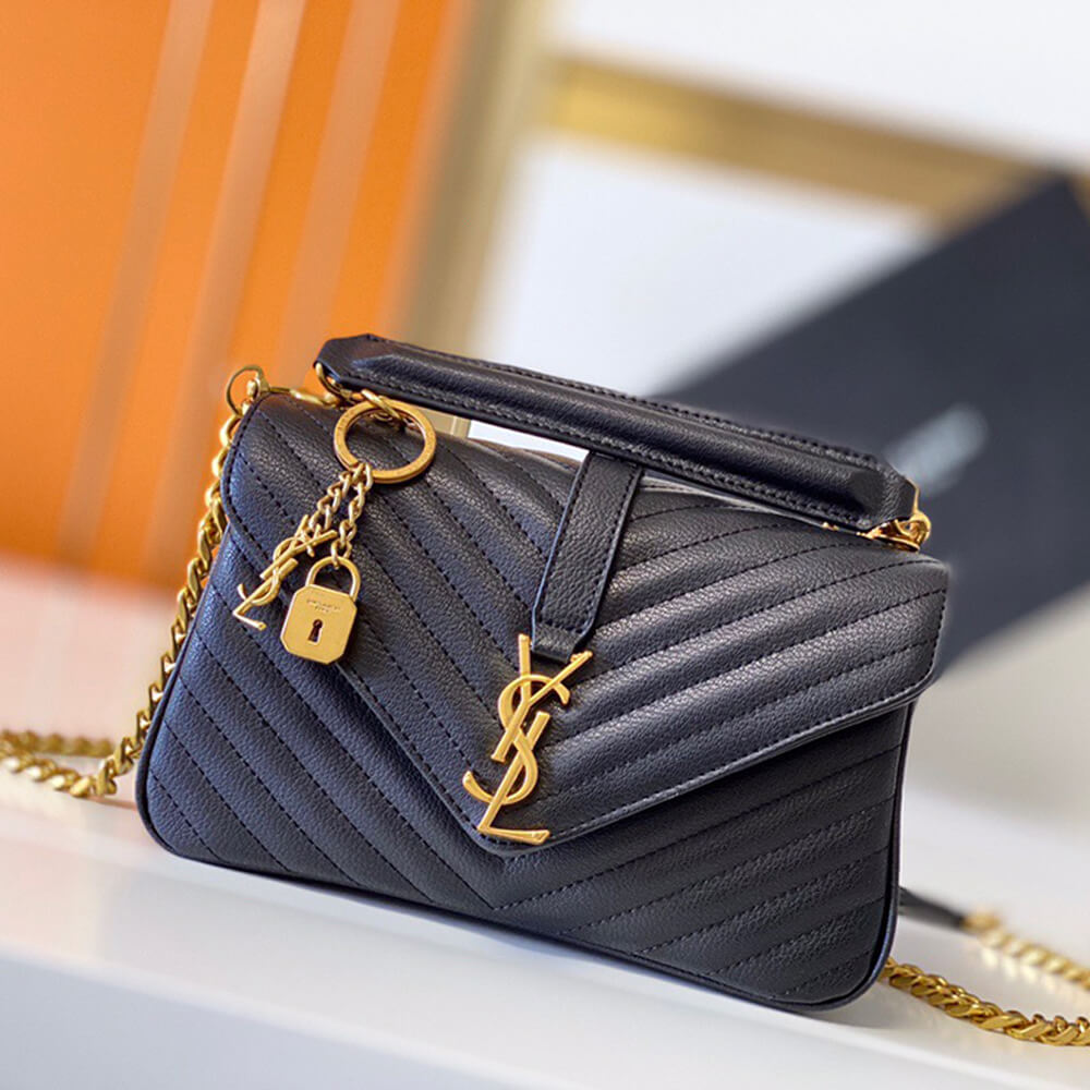 Sa1nt Lau*nt college quilted-leather satchel bag