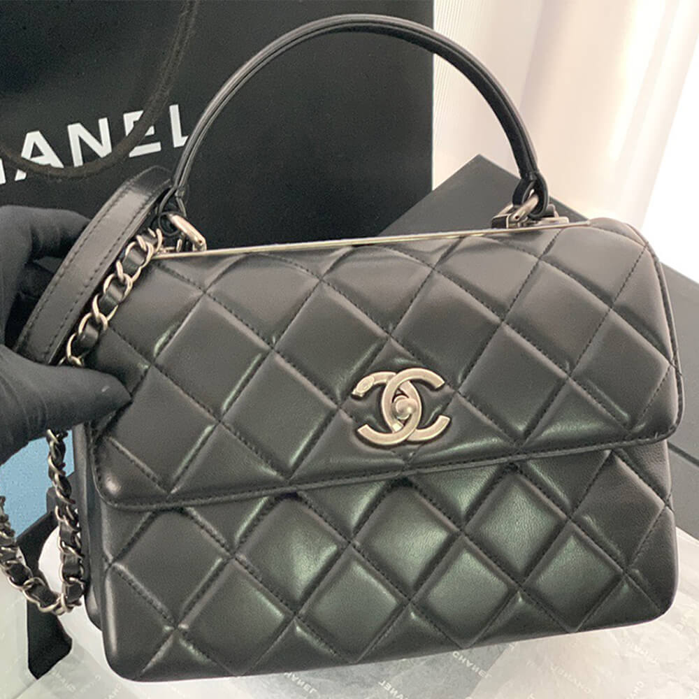 Ch**el flap bag with top handle