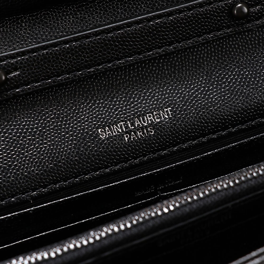 Sa1nt Lau*nt chain-strap y51-plaque grained-leather wallet