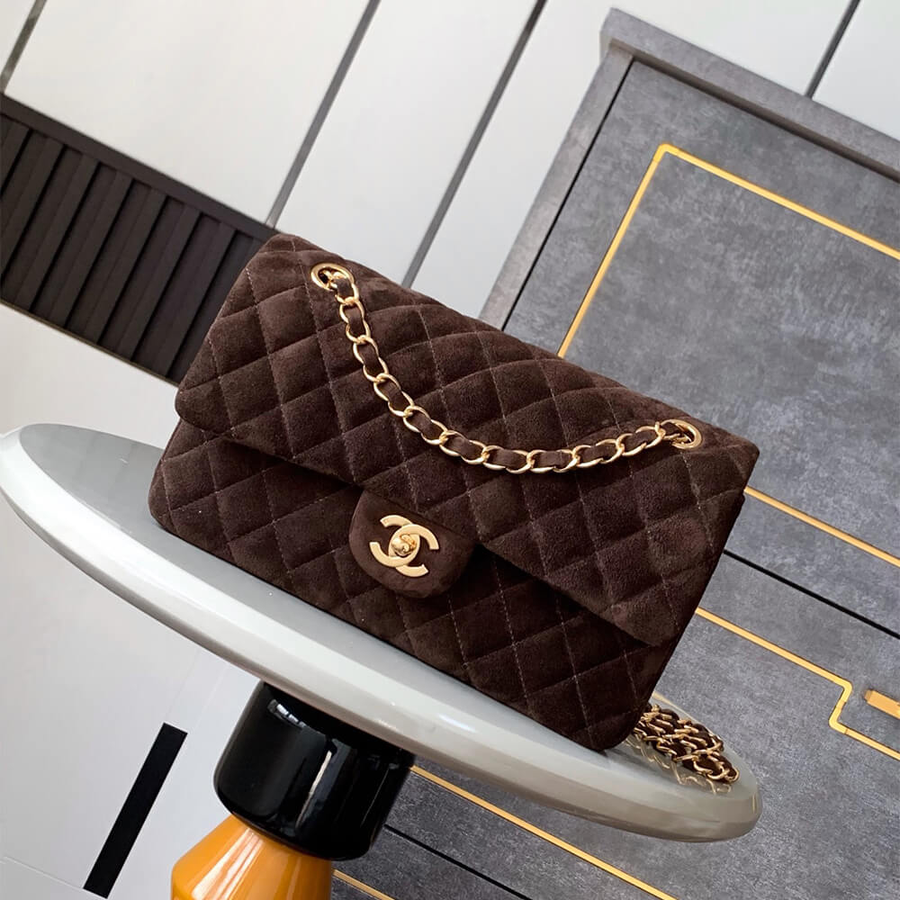 Ch**el suede classic double flap handbag(high-end grade)