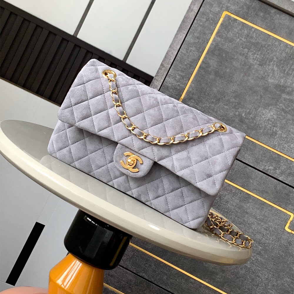 Ch**el suede classic double flap handbag(high-end grade)