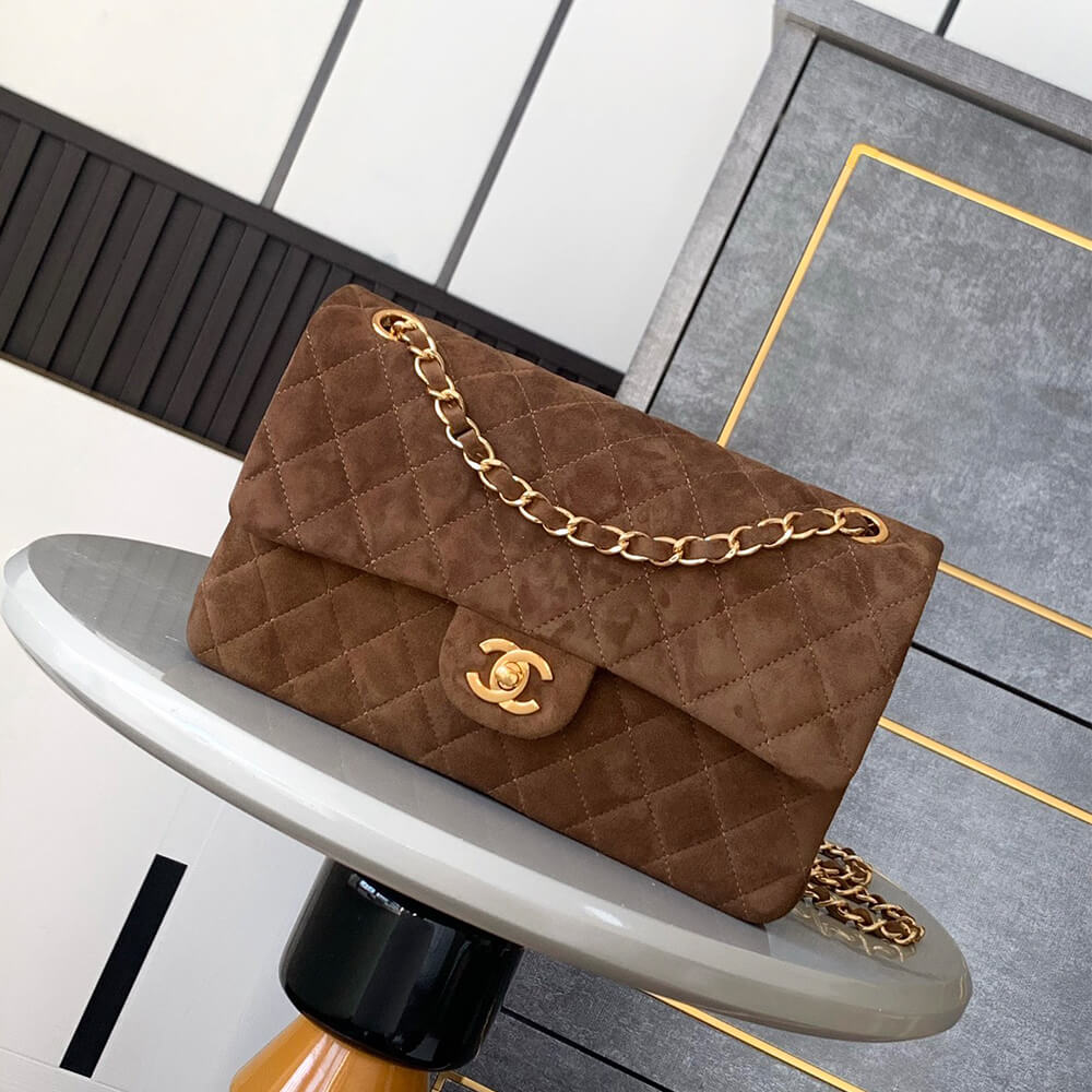 Ch**el suede classic double flap handbag(high-end grade)