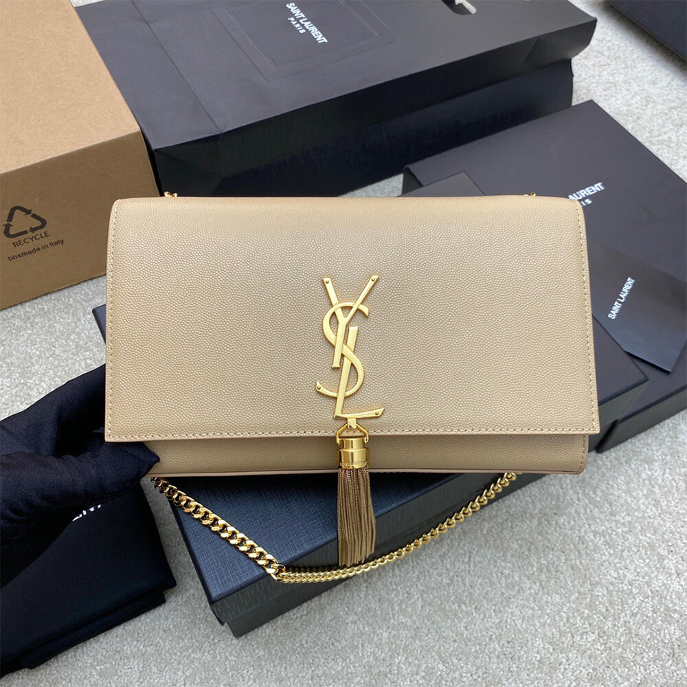 Y51 kate medium tassel in grain de poudre embossed leather
