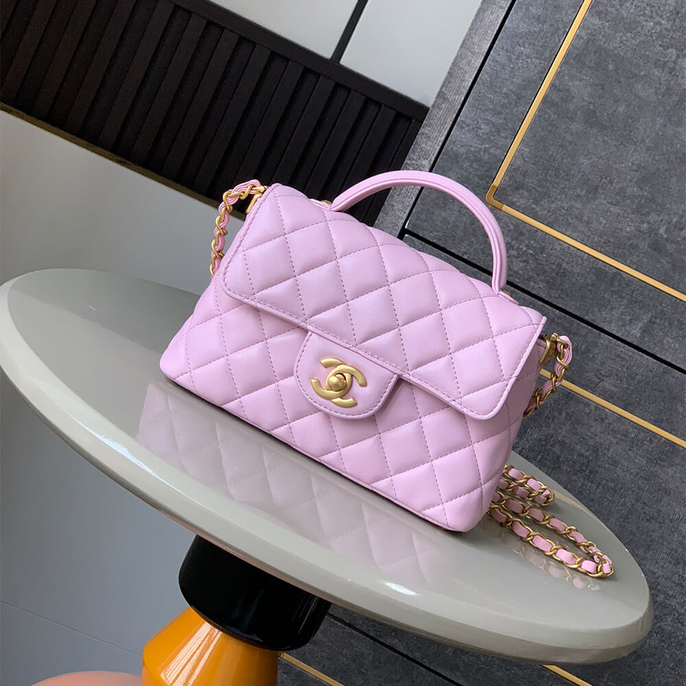 Ch**el small flap bag with top handle(high-end grade)