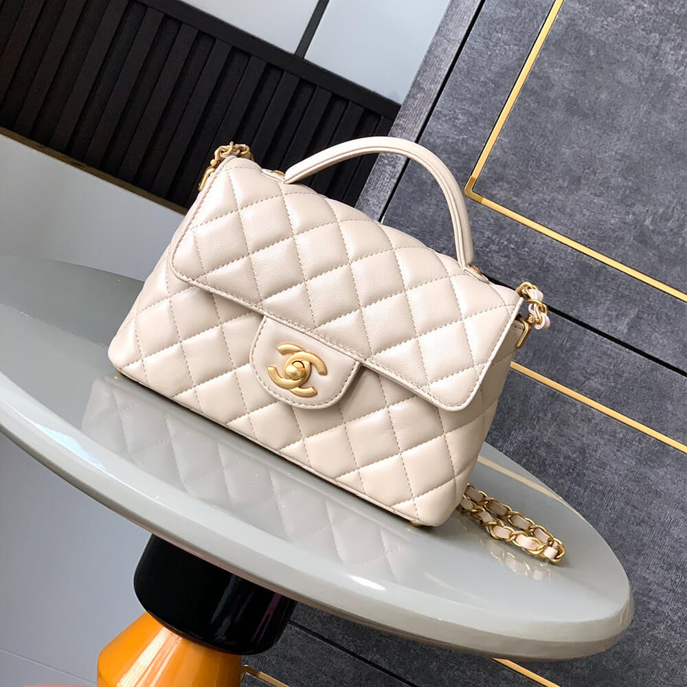 Ch**el small flap bag with top handle(high-end grade)
