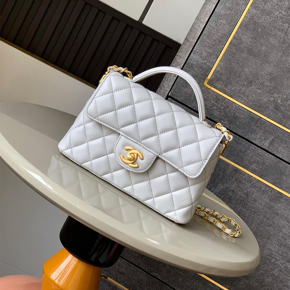 Ch**el small flap bag with top handle(high-end grade)