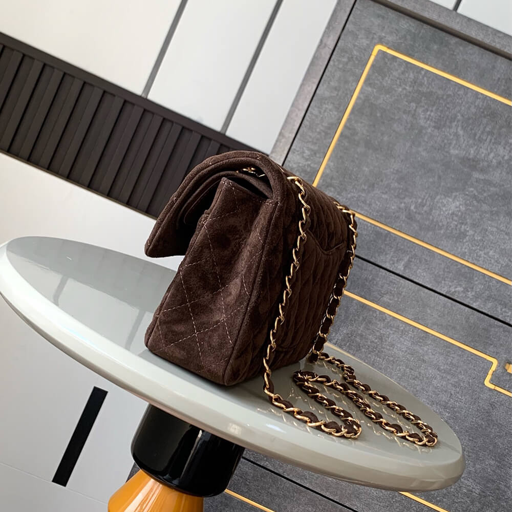 Ch**el suede classic double flap handbag(high-end grade)