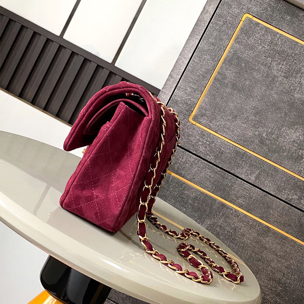 Ch**el suede classic double flap handbag(high-end grade)