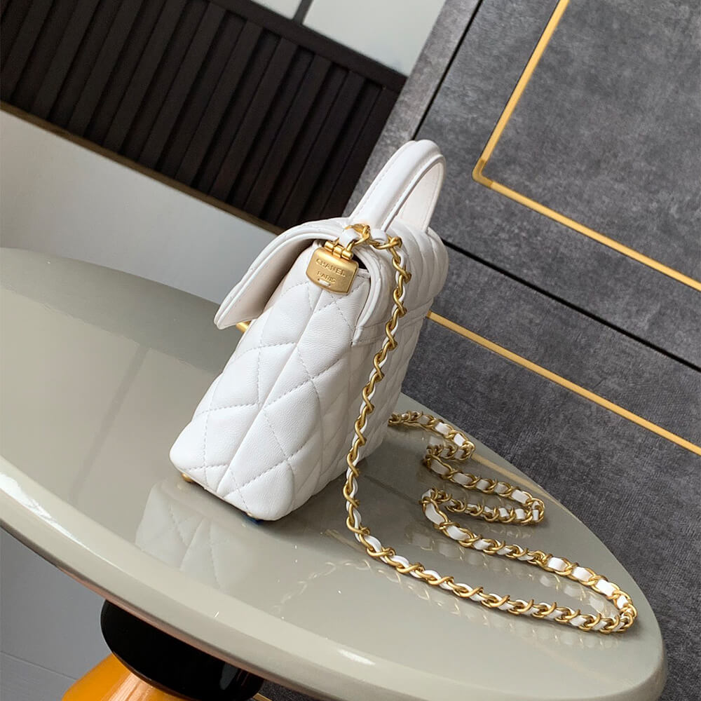 Ch**el small flap bag with top handle(high-end grade)