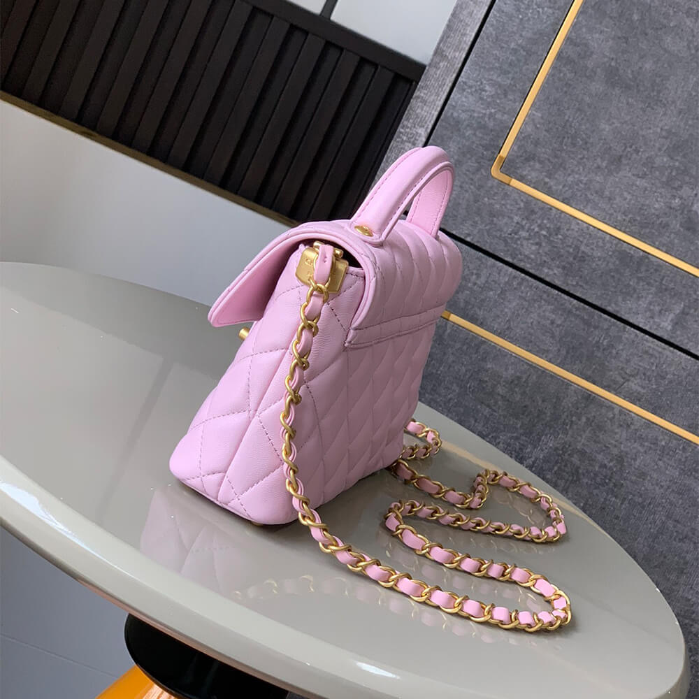 Ch**el small flap bag with top handle(high-end grade)