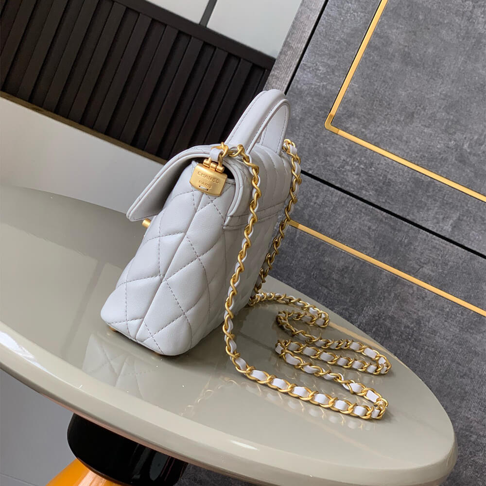Ch**el small flap bag with top handle(high-end grade)