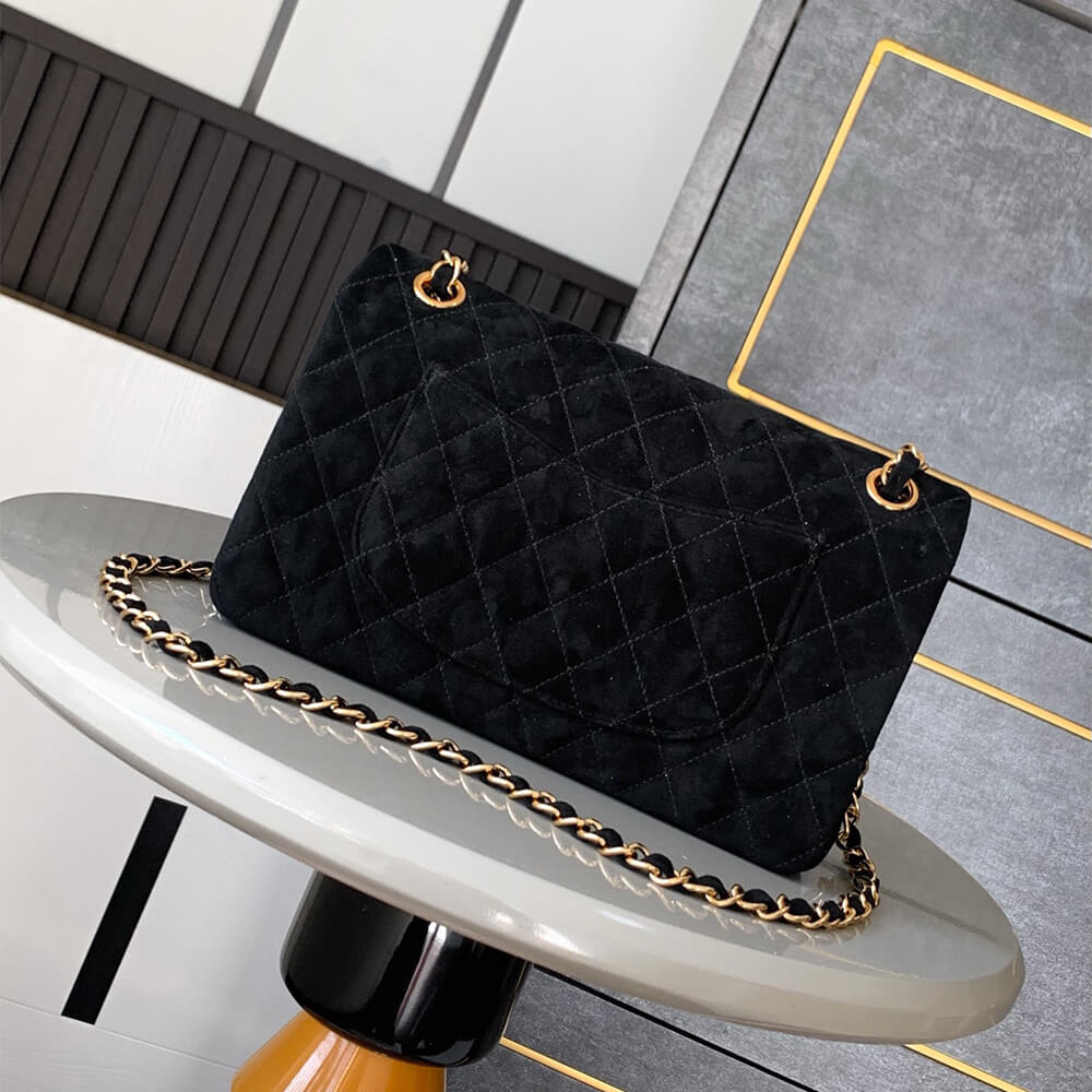 Ch**el suede classic double flap handbag(high-end grade)
