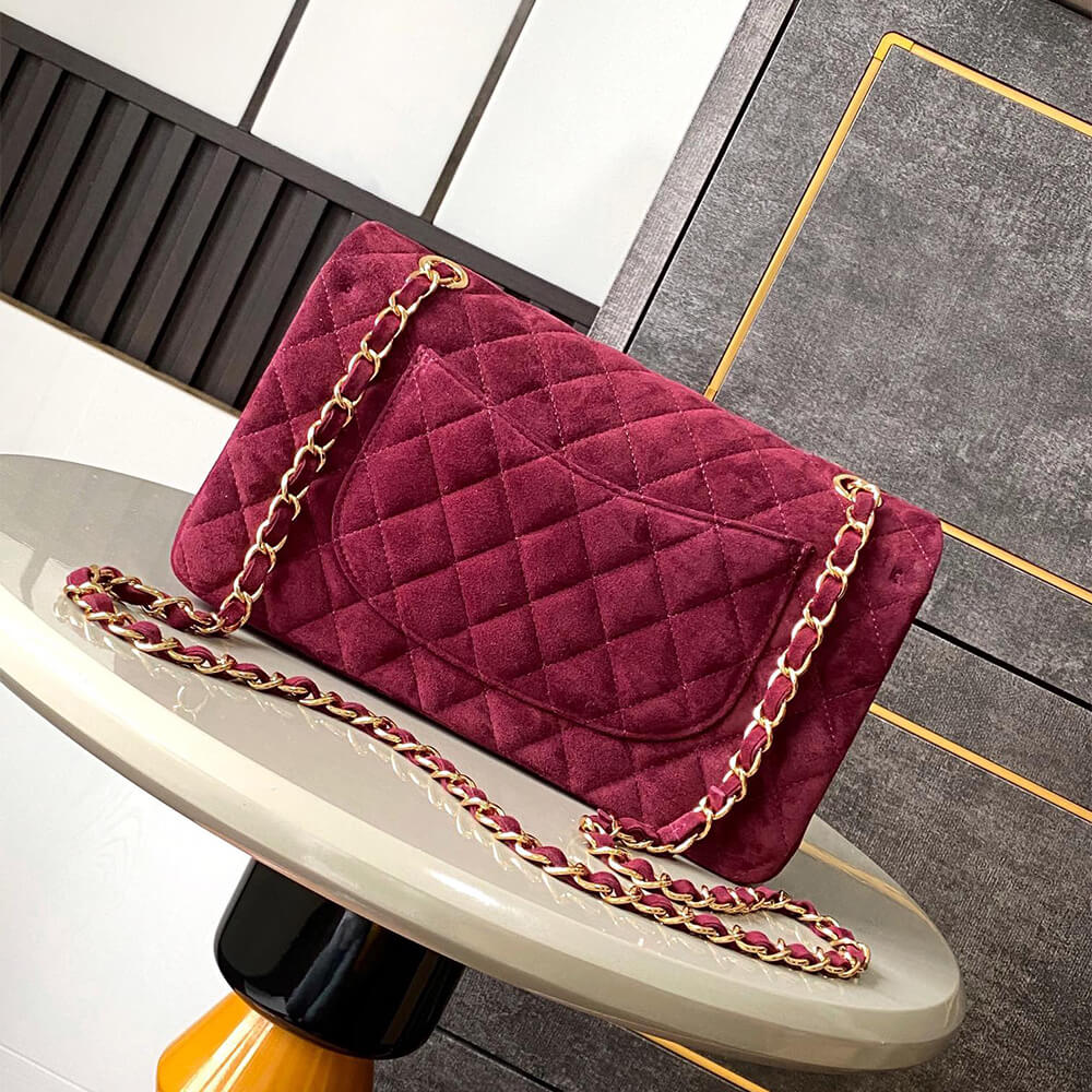 Ch**el suede classic double flap handbag(high-end grade)