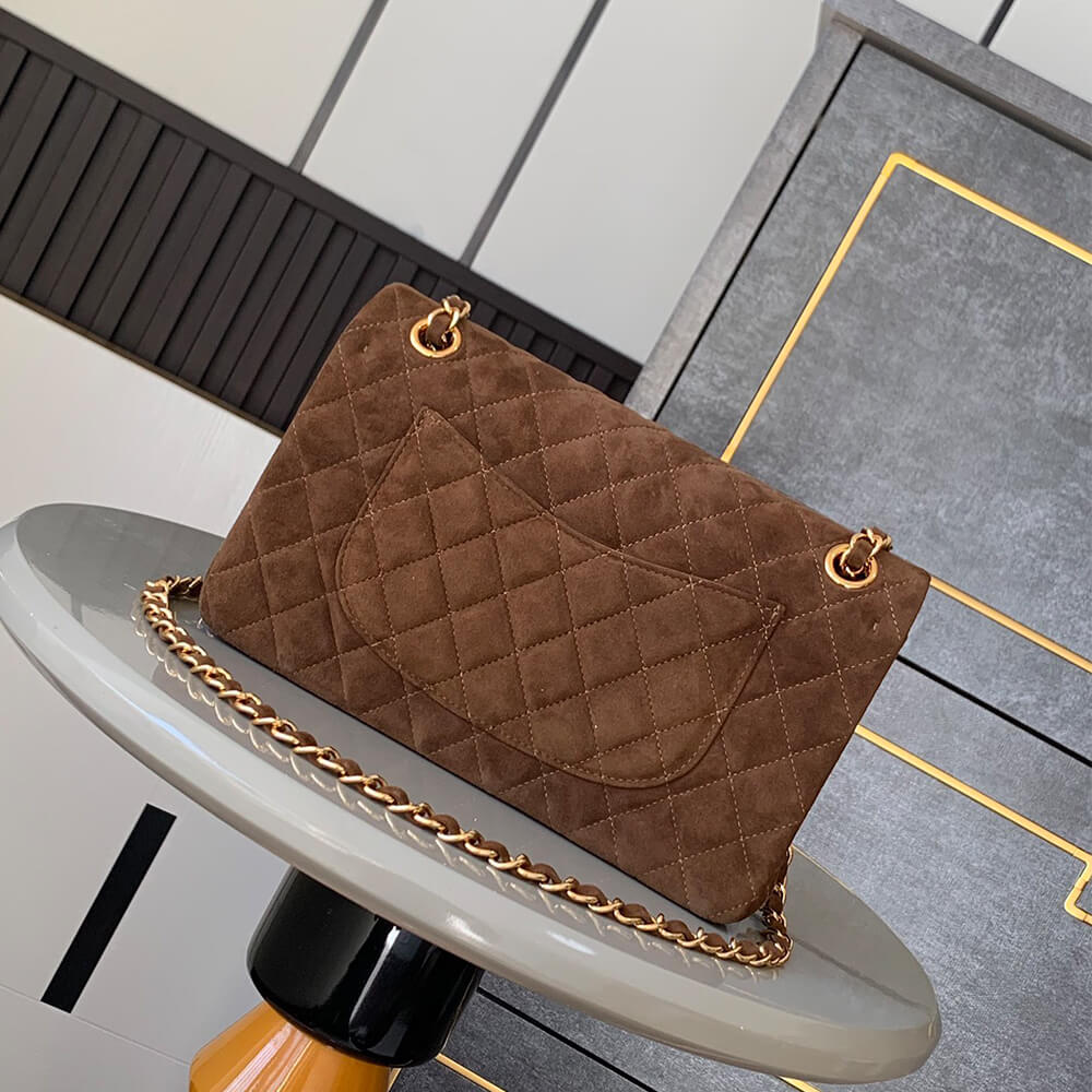 Ch**el suede classic double flap handbag(high-end grade)