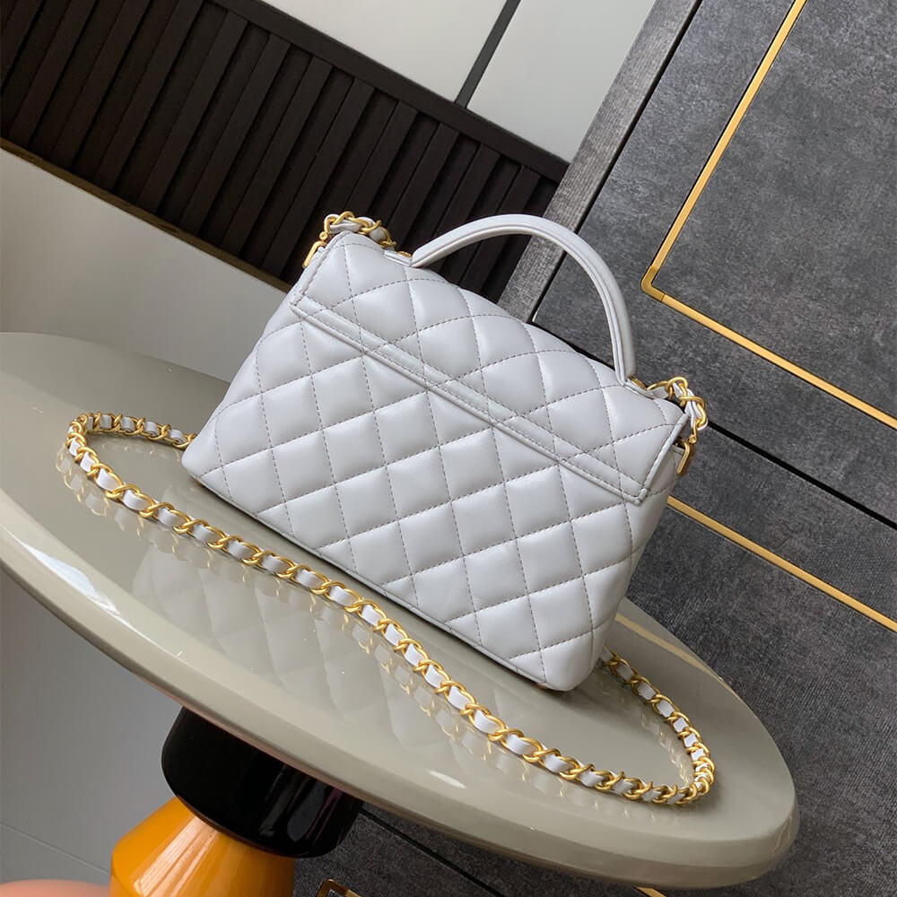 Ch**el small flap bag with top handle(high-end grade)