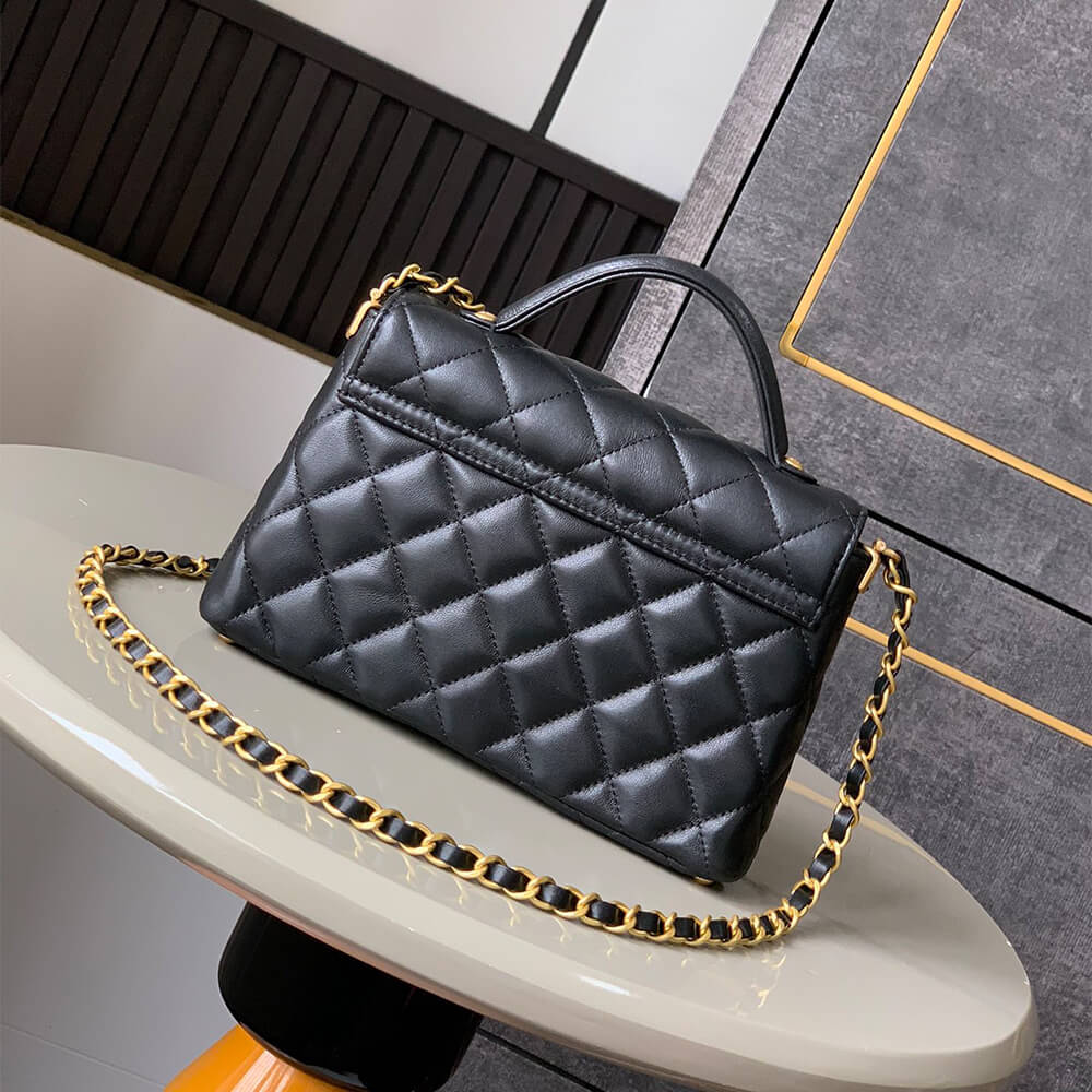 Ch**el small flap bag with top handle(high-end grade)