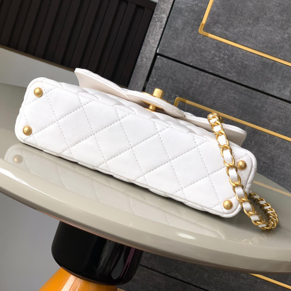 Ch**el small flap bag with top handle(high-end grade)
