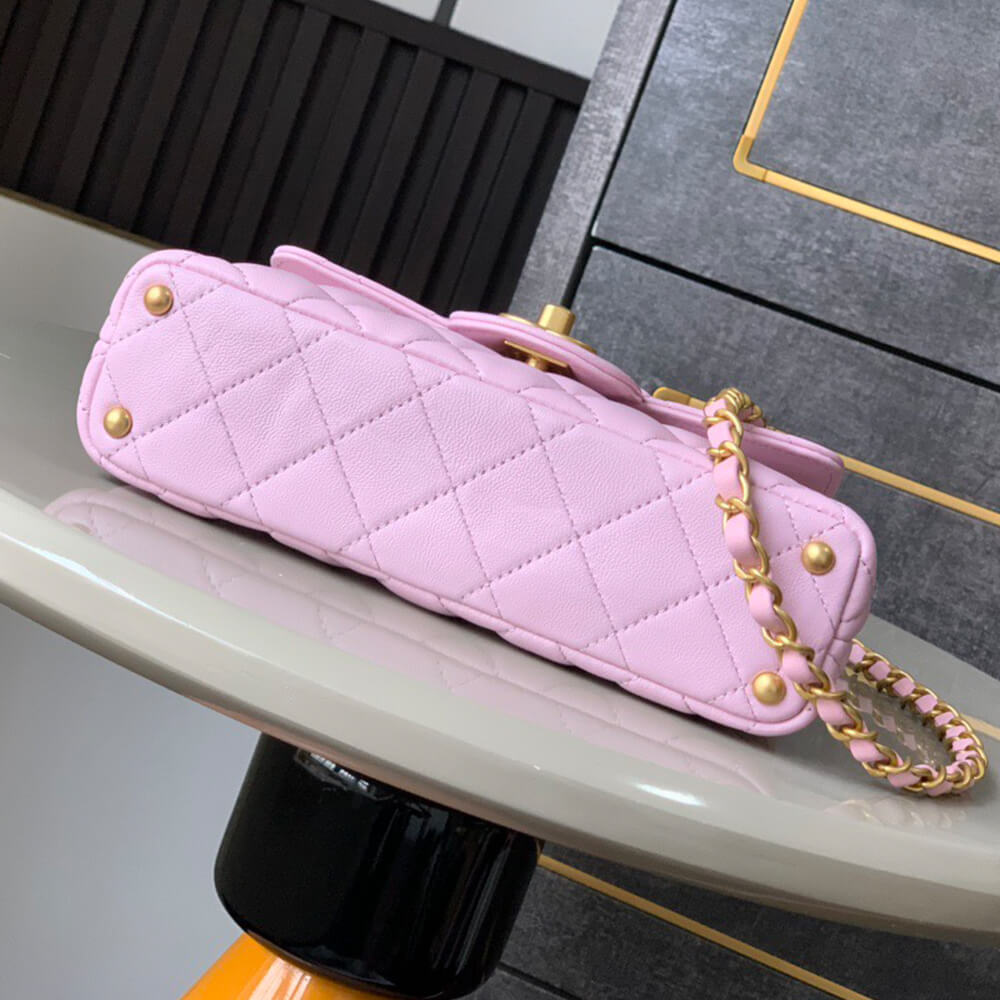 Ch**el small flap bag with top handle(high-end grade)