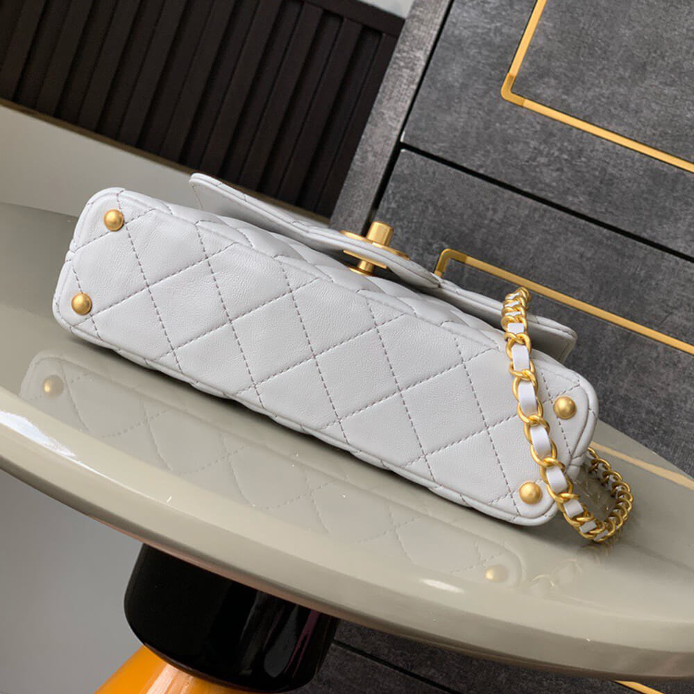 Ch**el small flap bag with top handle(high-end grade)