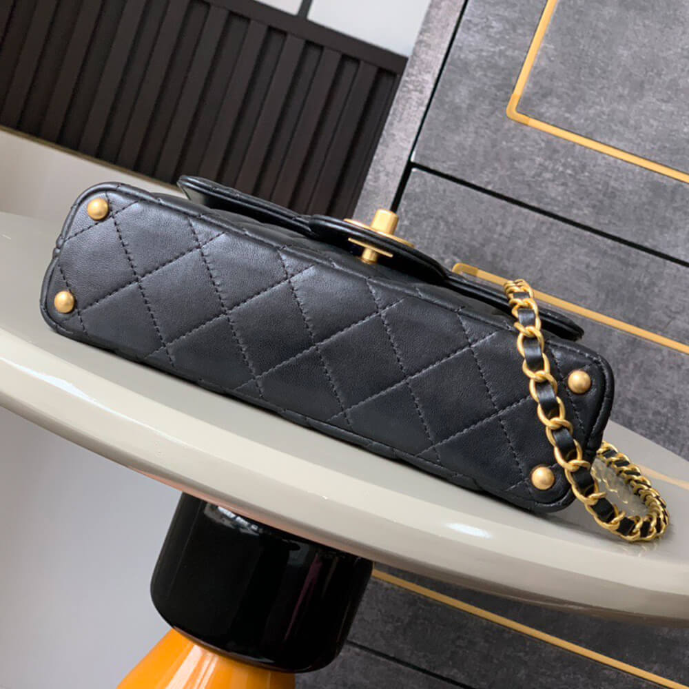 Ch**el small flap bag with top handle(high-end grade)
