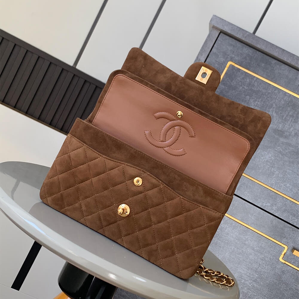 Ch**el suede classic double flap handbag(high-end grade)