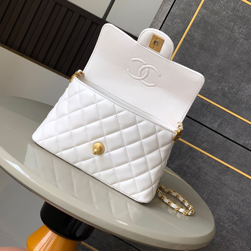 Ch**el small flap bag with top handle(high-end grade)