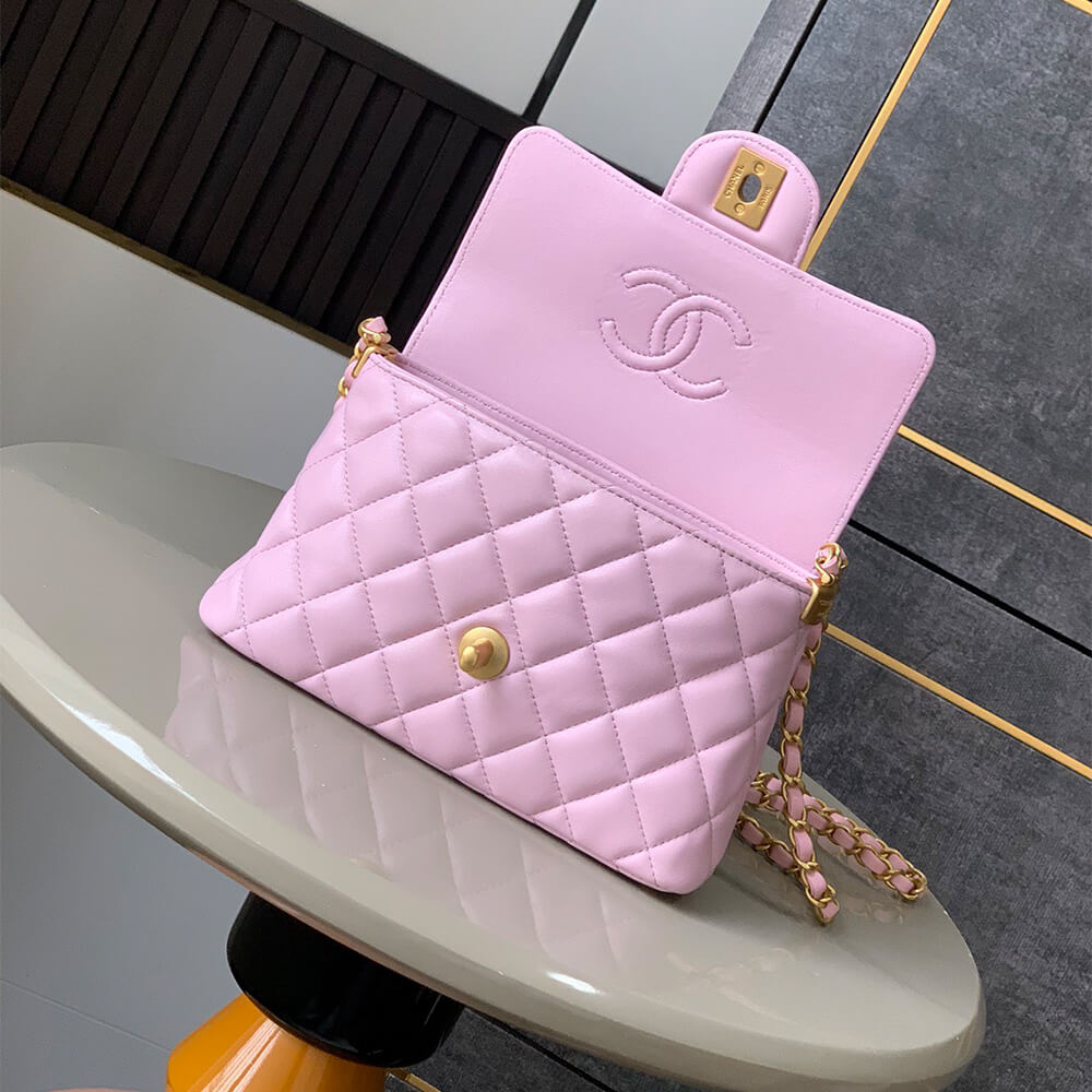 Ch**el small flap bag with top handle(high-end grade)