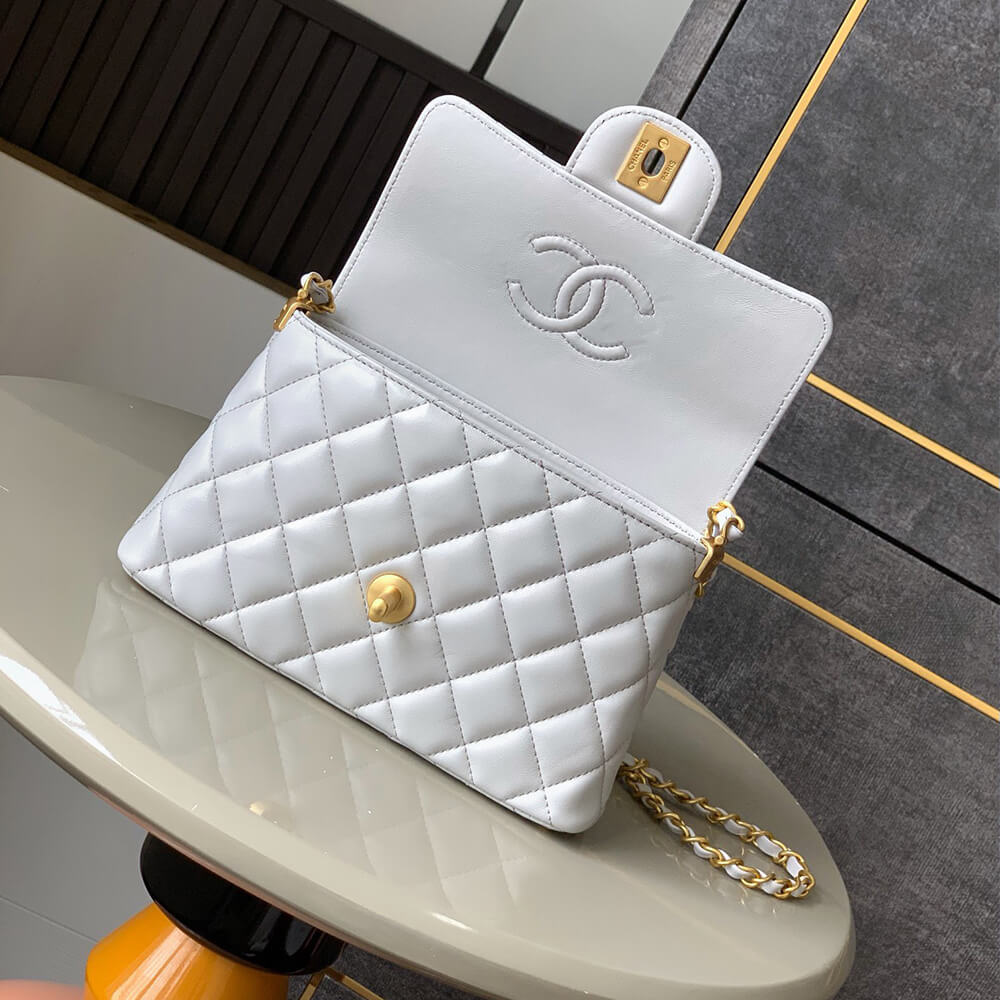 Ch**el small flap bag with top handle(high-end grade)