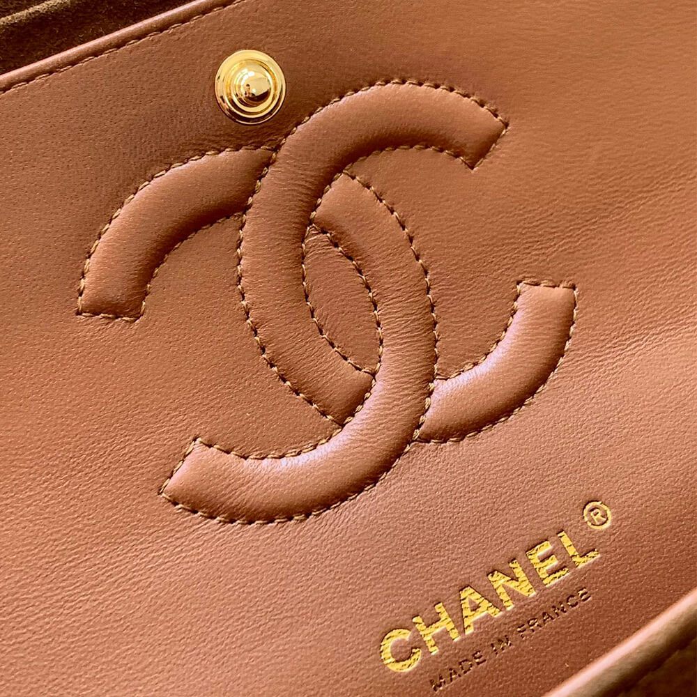 Ch**el suede classic double flap handbag(high-end grade)