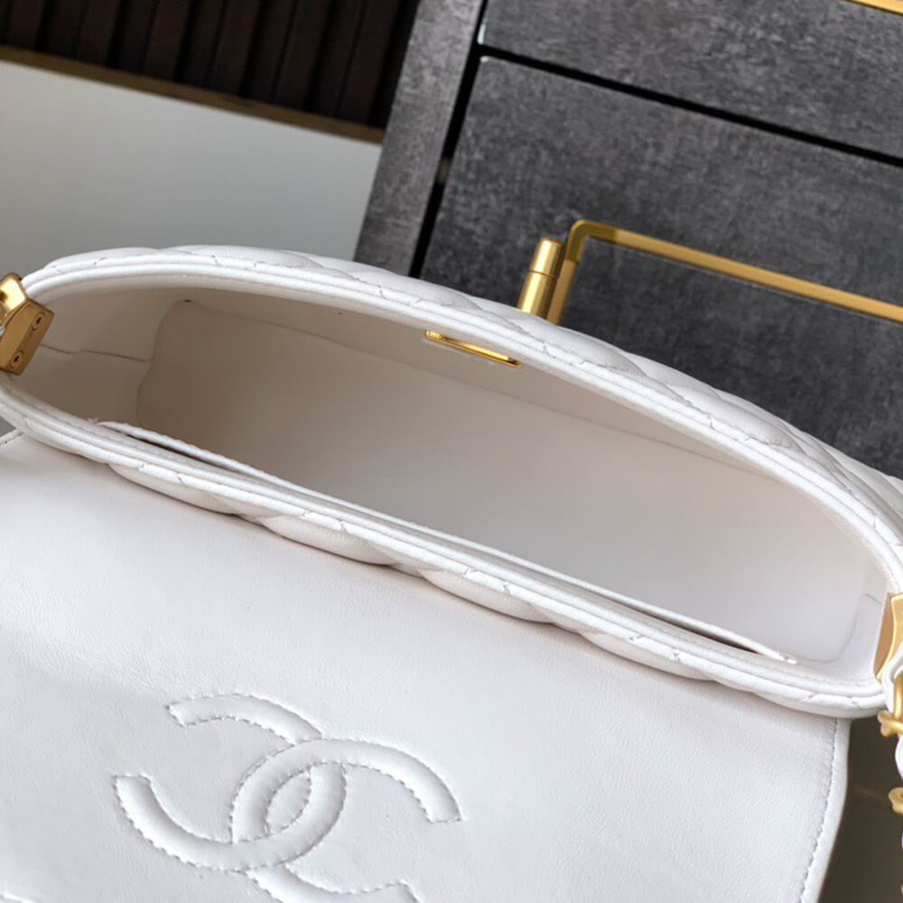 Ch**el small flap bag with top handle(high-end grade)