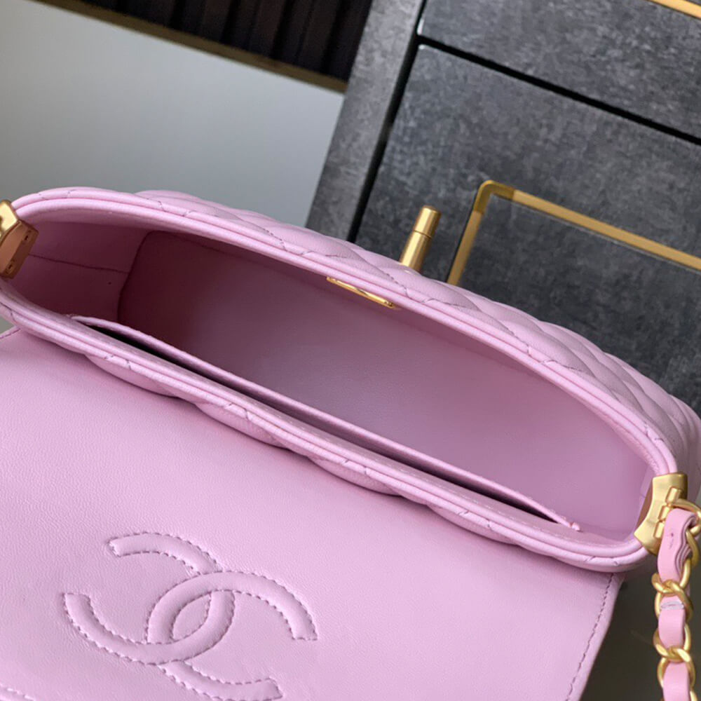 Ch**el small flap bag with top handle(high-end grade)