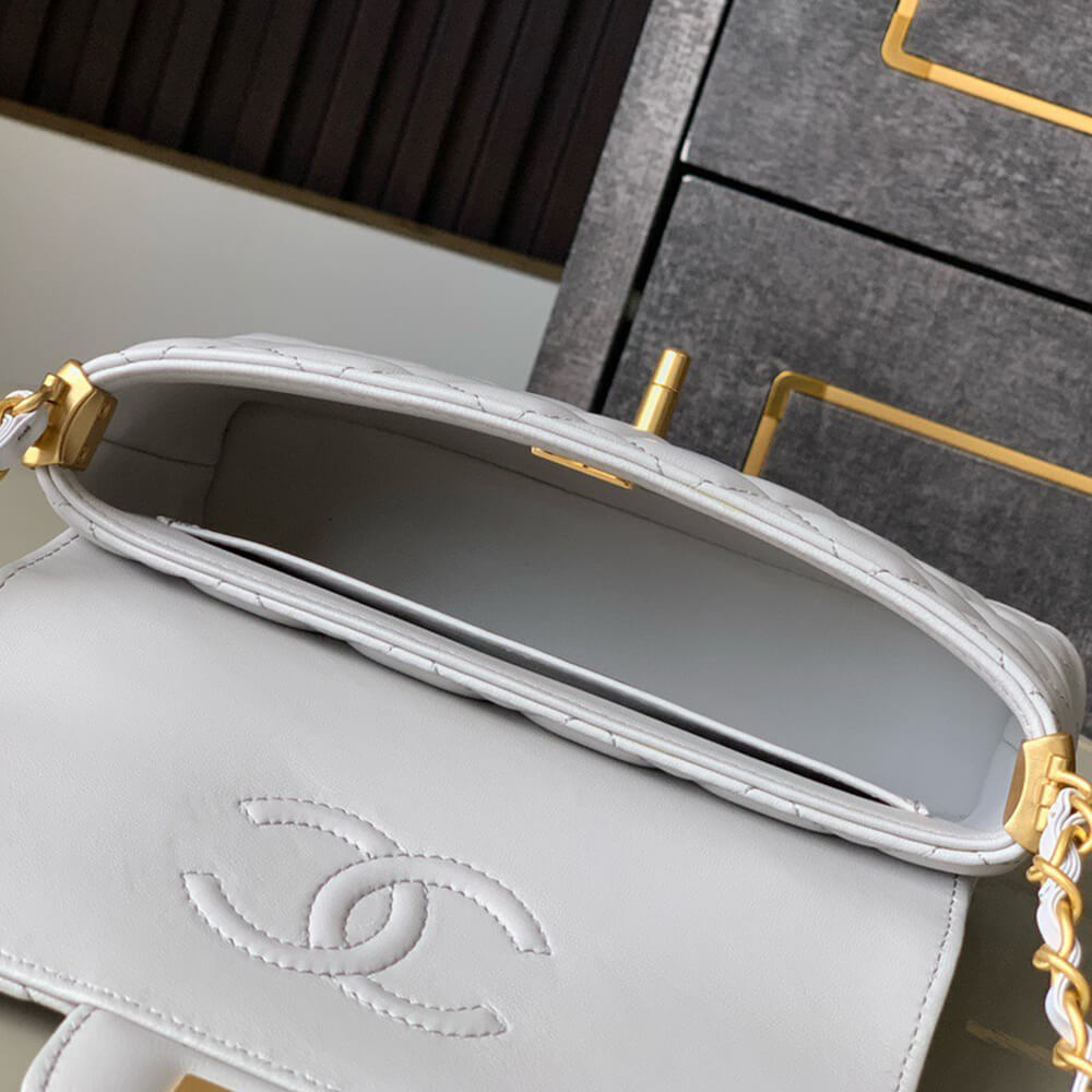 Ch**el small flap bag with top handle(high-end grade)
