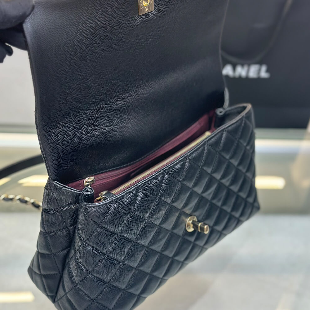 Ch**el large flap bag with top handle(high-end grade)
