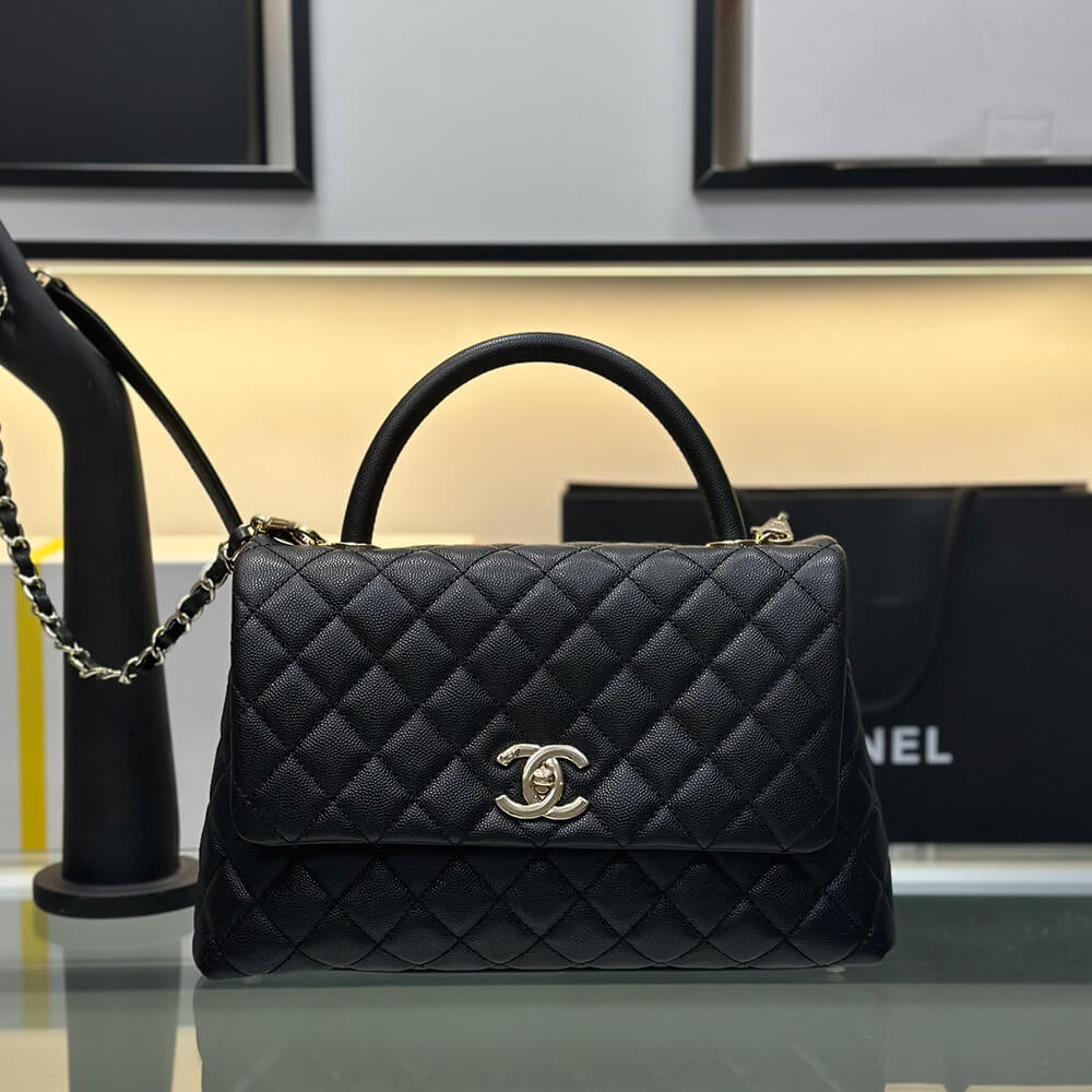 Ch**el large flap bag with top handle(high-end grade)
