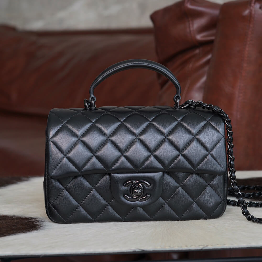 Ch**el mini flap with top handle(high-end grade)