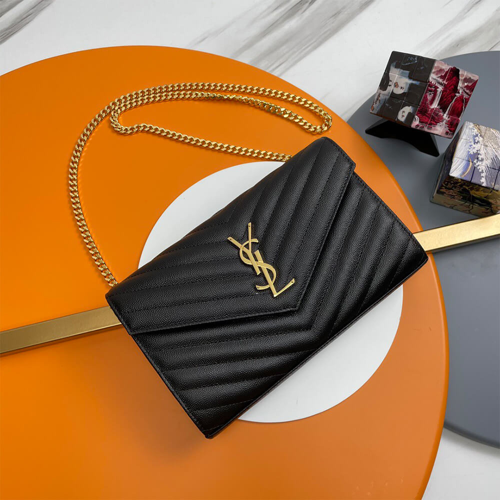Y51 classic cassandre chain wallet in grain de poudre leather