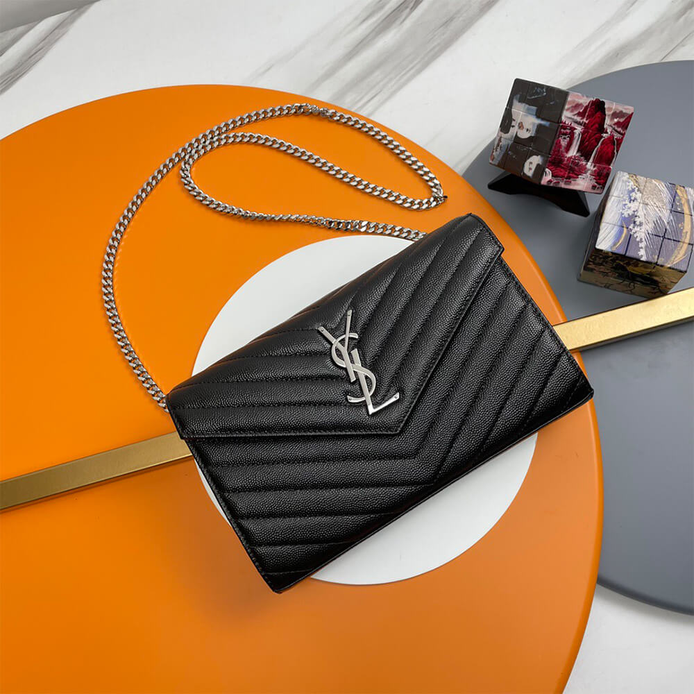 Y51 classic cassandre chain wallet in grain de poudre leather