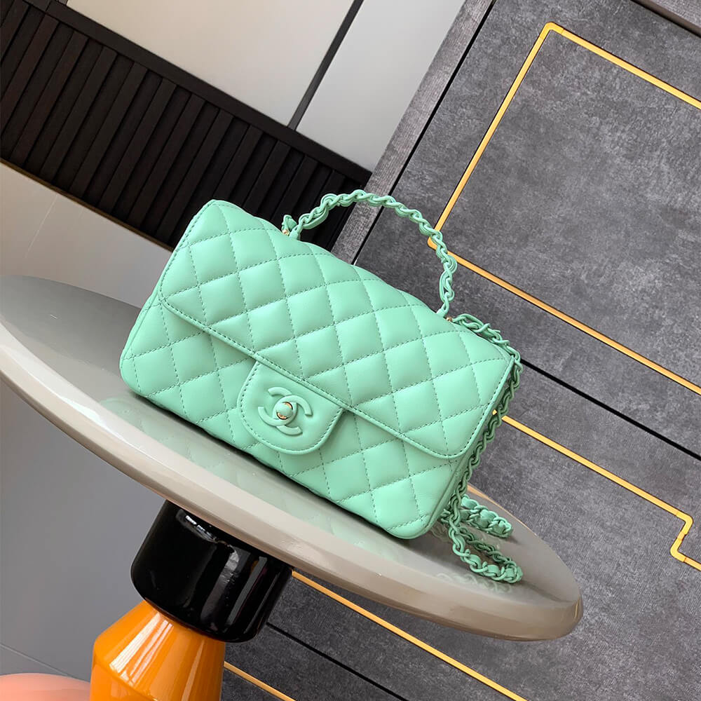Ch**el mini flap bag with handle(high-end grade)