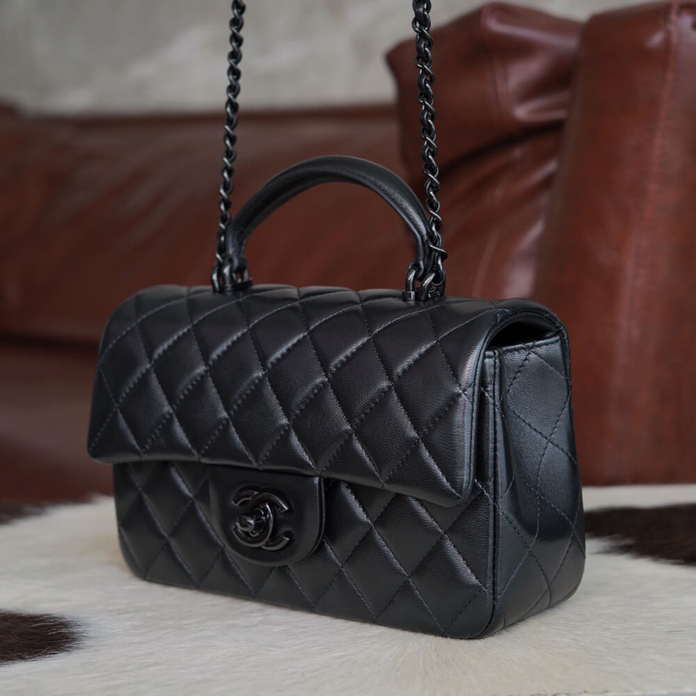Ch**el mini flap with top handle(high-end grade)