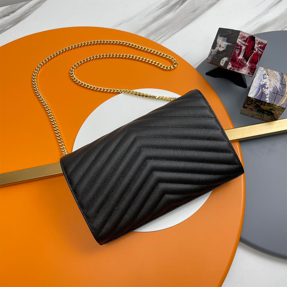 Y51 classic cassandre chain wallet in grain de poudre leather