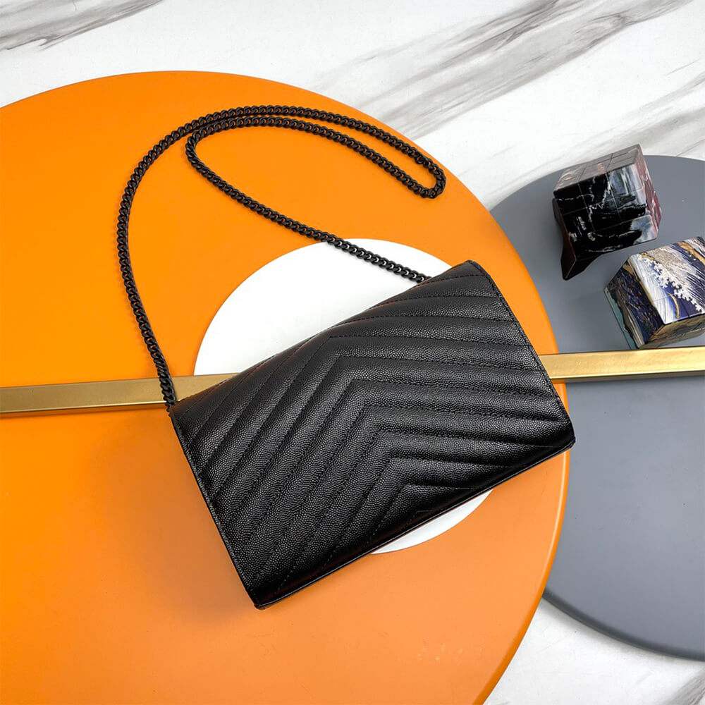 Y51 classic cassandre chain wallet in grain de poudre leather