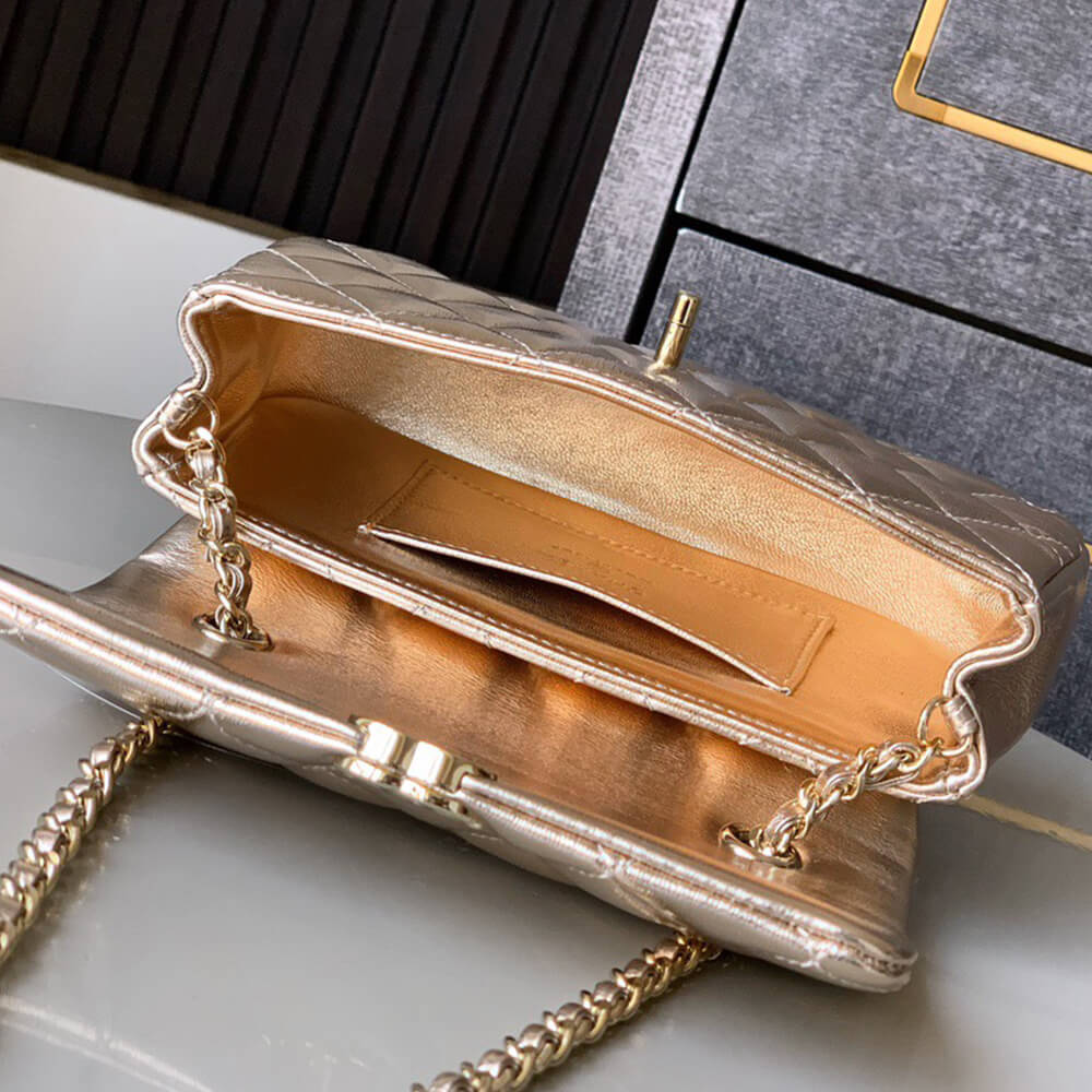 Ch**el flap phone holder with chain(high-end grade)