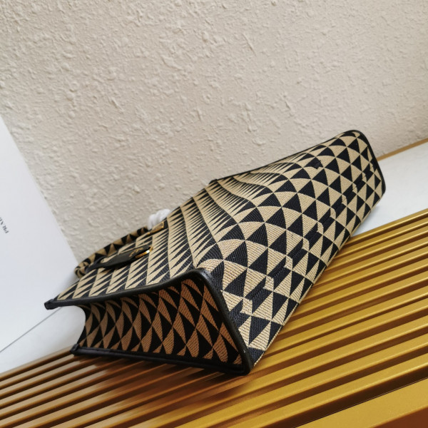 Pra*a large symbole jacquard fabric handbag