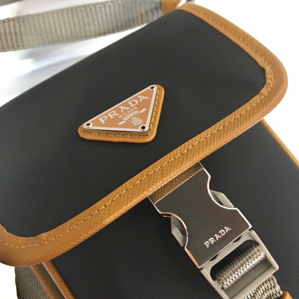Pra*a nylon and saffiano leather smartphone case