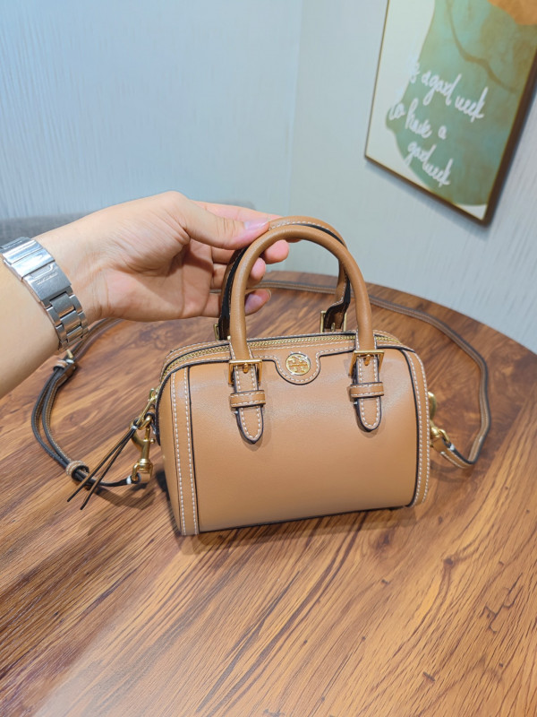 TORY BURCH Mini jacquard wine barrel bag