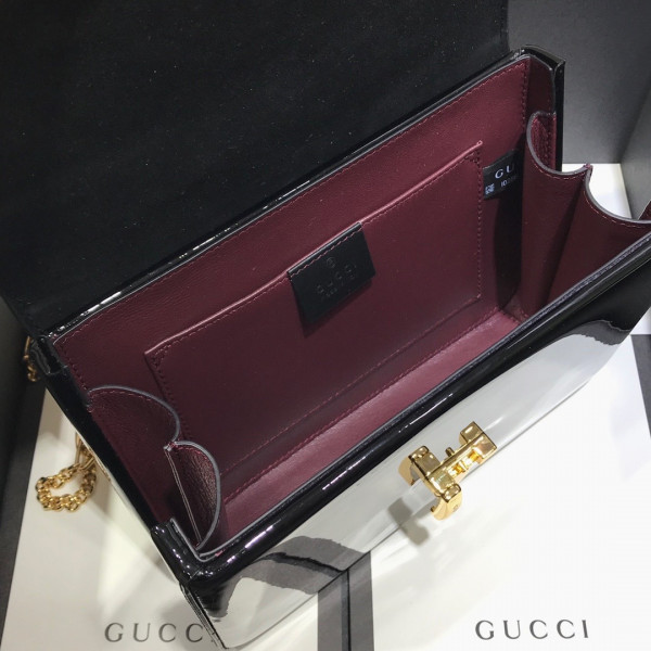 G*u*i sylvie 1969 patent leather mini top handle bag