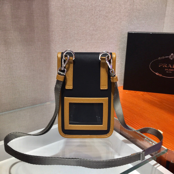 Pra*a nylon and saffiano leather smartphone case