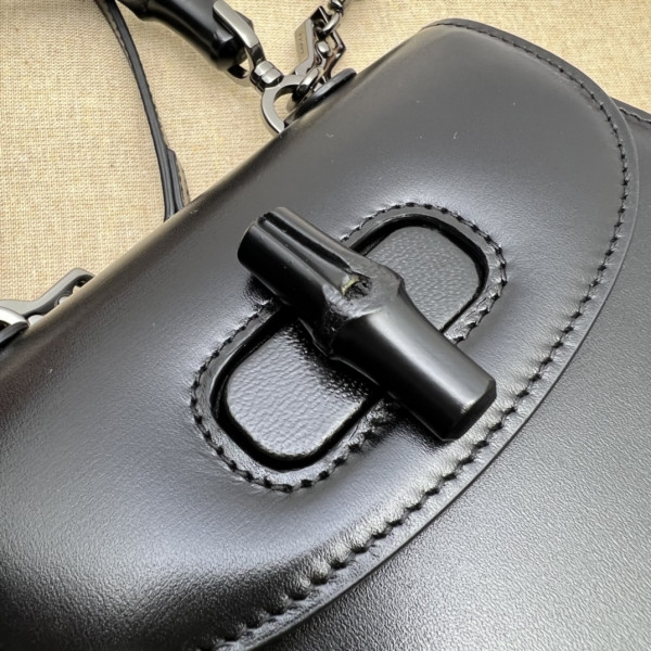 G*u*i mini top handle bag with bamboo
