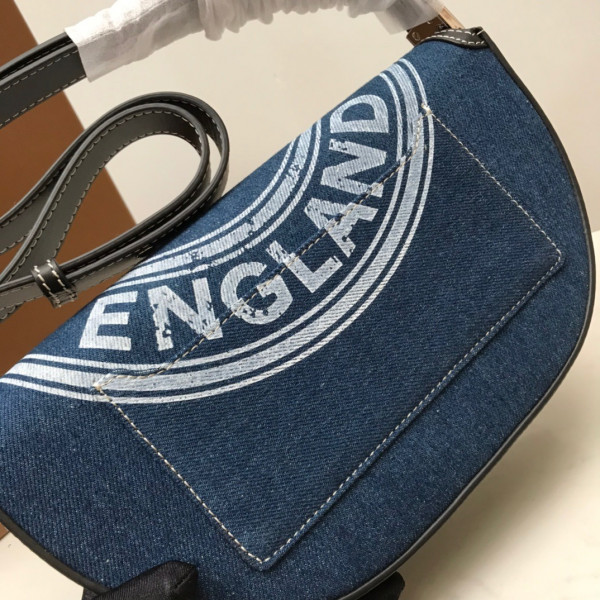 B**rry small logo graphic denim and leather olympia bag