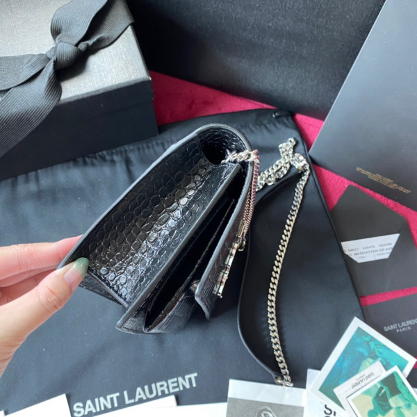 Y*L sunset in crocodile-embossed shiny leather